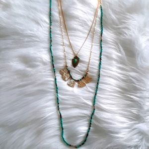 LAYERED TURQUOISE AND GOLD NECKLACE